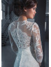Illusion Neck Ivory Lace Tulle Elegant Wedding Dress